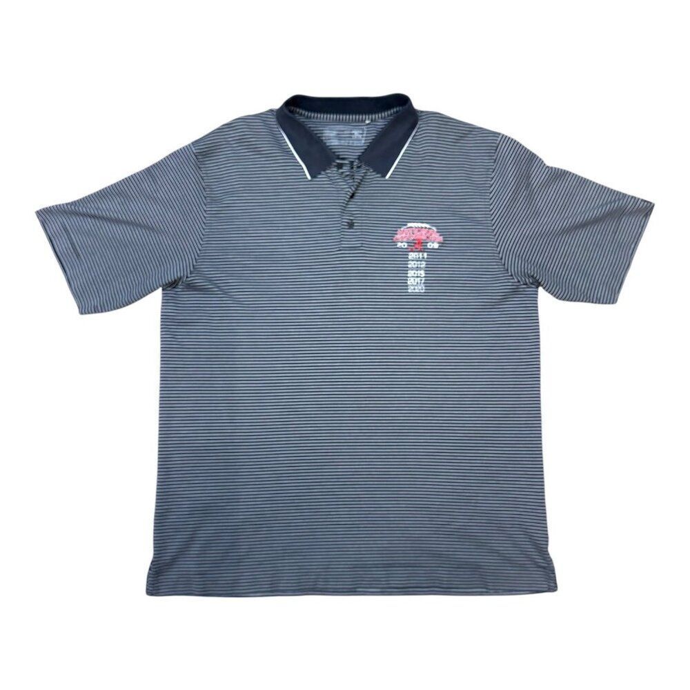 Alabama National Champions Polo Shirt Navy Blue Striped Short Sleeve M 2009 2020